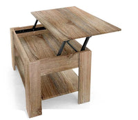 TAVOLINO CON ALZATA IN LEGNO 80X50X50CM COLORE ROVERE