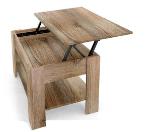 TAVOLINO CON ALZATA IN LEGNO 80X50X50CM COLORE ROVERE