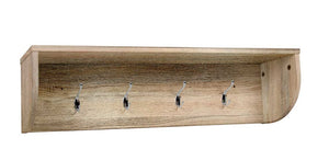 MENSOLA APPENDINO CON 4 GANCI 80X19X20 CM IN COLORE ROVERE