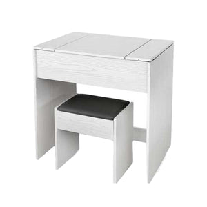 TOELETTA IN LEGNO CON SGABELLO E SPECCHIO 75X45X75 CM COLORE BIANCO