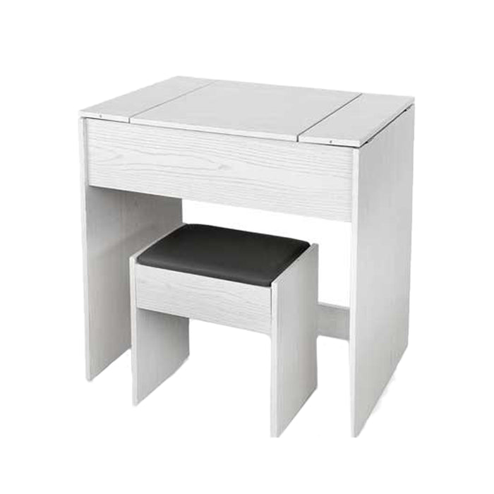 TOELETTA IN LEGNO CON SGABELLO E SPECCHIO 75X45X75 CM COLORE BIANCO