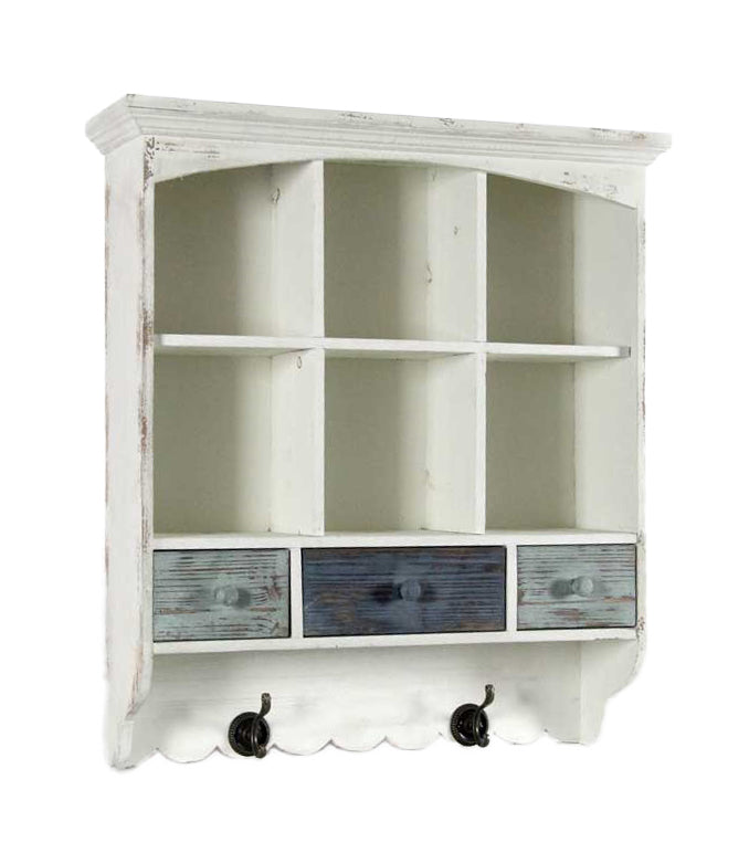 PORTOFINO MOBILETTO ANTICATO CON APPENDINI 54X15X60CM EFFETTIO SHABBY