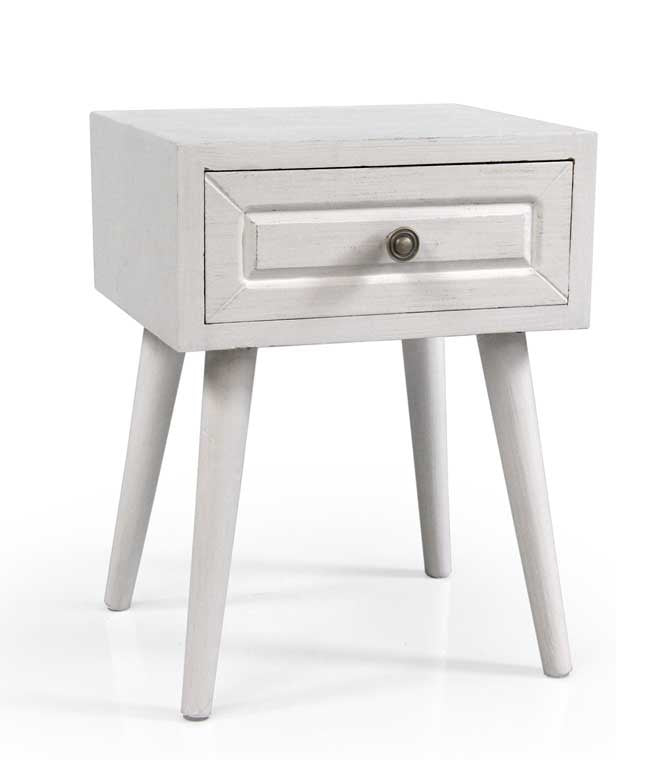 PERLA COMODINO BASSO CON CASSETTO 35 X 30 X 47 CM COLORE BIANCO