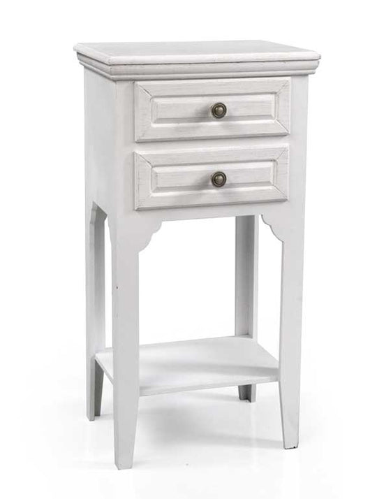PERLA COMODINO CON 2 CASSETTI E RIPIANO 37 X 27 X 69 CM COLORE BIANCO
