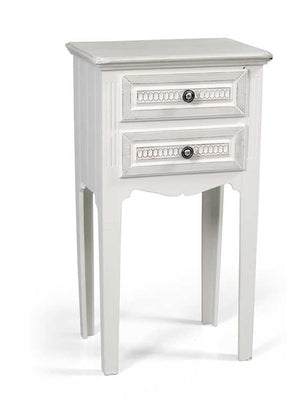 ELEGANT COMODINO CON 2 CASSETTI 38 X 28 X 69 CM COLORE BIANCO