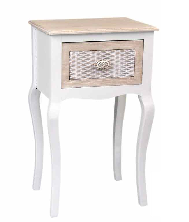 CHARM COMODINO CON CASSETTO 40 X 32 X 68  CM COLORE BIANCO E CREMA