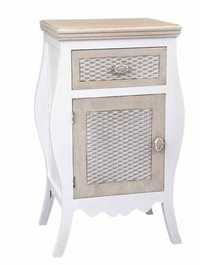 CHARM COMODINO CON CASSETTO E ANTA 48 X 34 X 77 CM COLORE BIANCO E CREMA