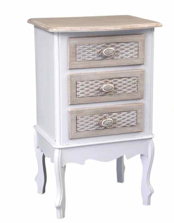 CHARM CASSETTIERA A 3 CASSETTI 40 X 30 X H 70CM COLORE BIANCO E CREMA