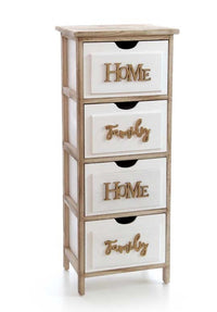 HOME CASSETTIERA IN LEGNO DECORATA CON 4 CASSETTI 36 X 28 X 88 CM BICOLOR