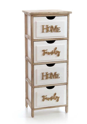 HOME CASSETTIERA IN LEGNO DECORATA CON 4 CASSETTI 36 X 28 X 88 CM BICOLOR