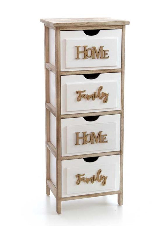 HOME CASSETTIERA IN LEGNO DECORATA CON 4 CASSETTI 36 X 28 X 88 CM BICOLOR
