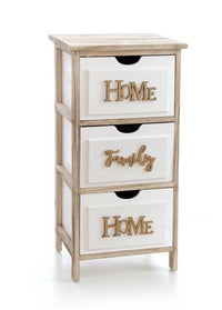 HOME CASSETTIERA IN LEGNO DECORATA CON 3 CASSETTI 36 X 28 X 68 CM BICOLOR