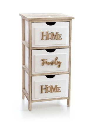 HOME CASSETTIERA IN LEGNO DECORATA CON 3 CASSETTI 36 X 28 X 68 CM BICOLOR