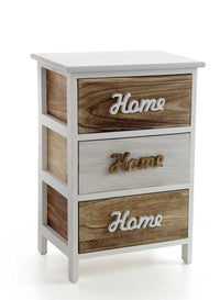HOME MOBILE CON 3 CASSETTI 40 X 29 X 58 CM COLORE BIANCO E LEGNO NATURALE
