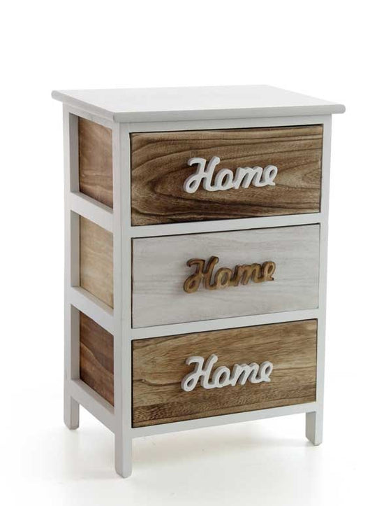 HOME MOBILE CON 3 CASSETTI 40 X 29 X 58 CM COLORE BIANCO E LEGNO NATURALE