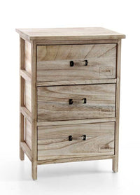 HOME CASSETTIERA IN LEGNO DECORATA 3 CASSETTI 40 X 29 XH58 CM NATURAL