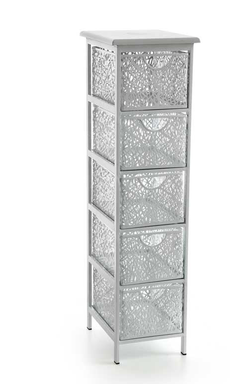 SAN JOSE CASSETTIERA SLIM IN METALLO BIANCO A 5 CASSETTI 31 X 26 XH98CM
