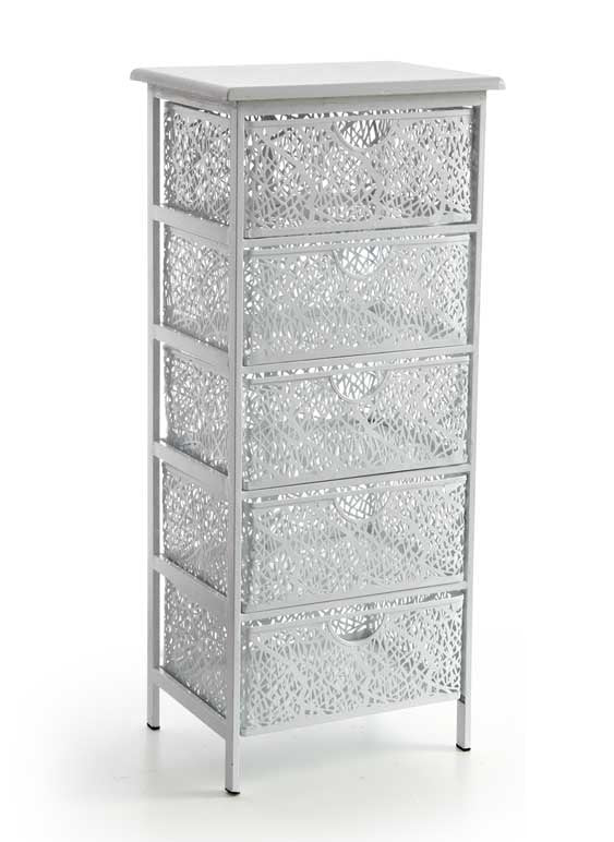 SAN JOSE CASSETTIERA IN METALLO BIANCO A 5 CASSETTI 42 X 31 XH89 CM