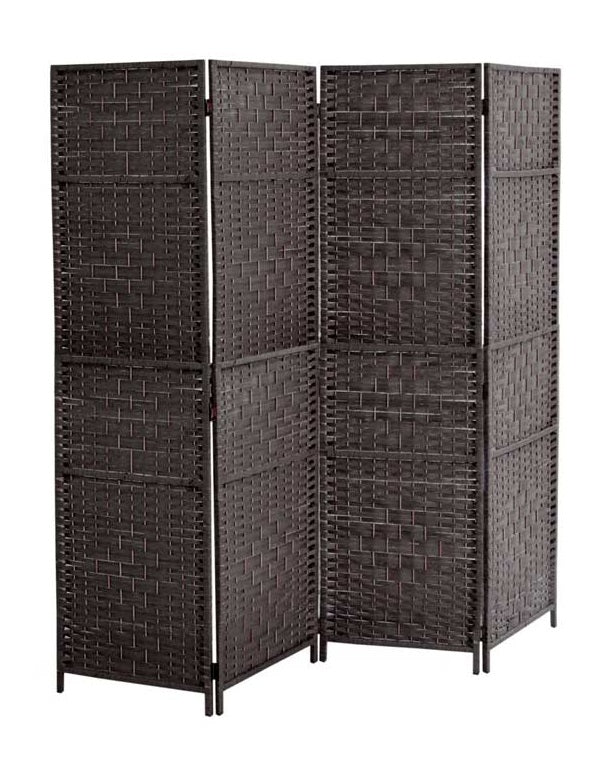 SEPARE IN VIMINI DA INTERNO CON 4 PANNELLI E STRUTTURA DA 180X180 CM MARRONE