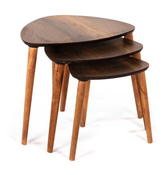 MAURY'S SET 3 TAVOLINI DA CAFFÈ DAMLA IN LEGNO DI COLORE MARRONE