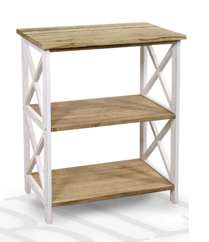 SCAFFALE A 3 RIPIANI CON BASE IN LEGNO E STRUTTURA BIANCA 60X33X74 CM