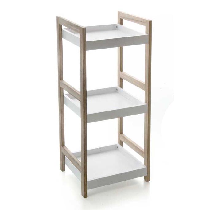 SCAFFALE IN LEGNO CON 3 RIPIANI COLORE BIANCO 33 X 30 X 75