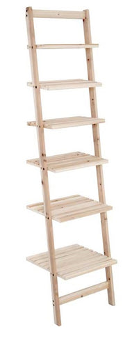 SCAFFALE DA MURO CON SEI MENSOLE IN LEGNO NATURALE 42 X35XH165 CM