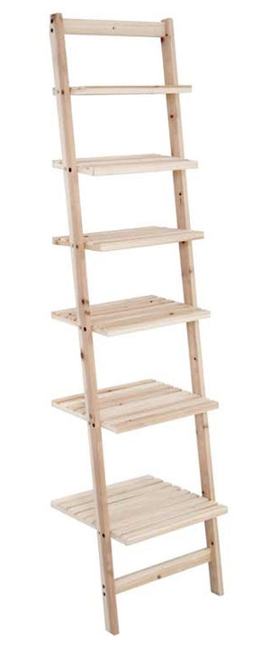 SCAFFALE DA MURO CON SEI MENSOLE IN LEGNO NATURALE 42 X35XH165 CM