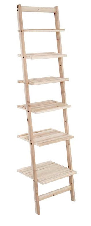 SCAFFALE DA MURO CON SEI MENSOLE IN LEGNO NATURALE 42 X35XH165 CM
