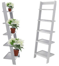 SCAFFALE DA PARETE INCLINATO CON 5 RIPIANI 57 X 40 X 180 CM COLORE BIANCO