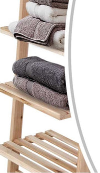 SCAFFALE DA MURO CON SEI MENSOLE IN LEGNO NATURALE 42 X35XH165 CM