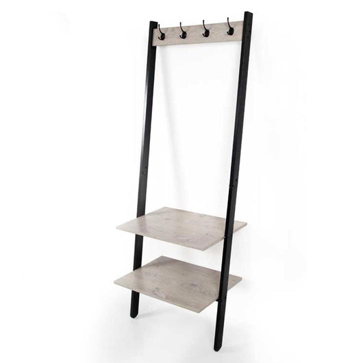 SCAFFALE DA PARETE INCLINATO CON 2 RIPIANI 64 X 45 X 180 CM COLORE NERO E GRIGIO