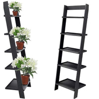 SCAFFALE DA PARETE INCLINATO CON 5 RIPIANI 57 X 40 X 180 CM COLORE NERO