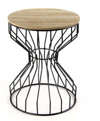 PATTAYA SGABELLO NERO IN METALLO 33 X 40 CM CON SEDUTA IN LEGNO