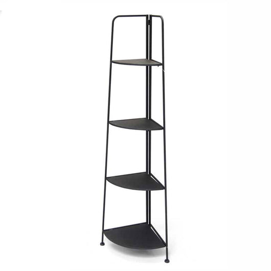 ANGOLIERA PIEGHEVOLE 4 RIPIANI IN METALLO 53X37X155CM  COLORE NERO