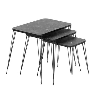 MAURY'S SET 3 TAVOLINI DA CAFFÈ NAPOLI IN LEGNO DI COLORE NERO EFFETTO MARMO