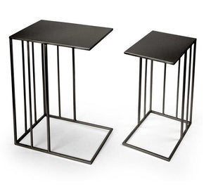 SET 2 TAVOLINI QUADRATI MODERNI IN METALLO H55/H48 CM COLORE NERO