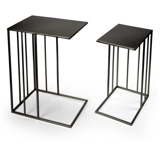 SET 2 TAVOLINI QUADRATI MODERNI IN METALLO H55/H48 CM COLORE NERO