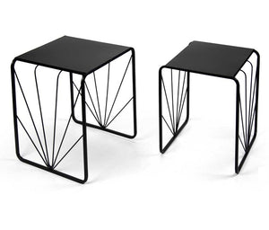 SET 2 TAVOLINI QUADRATI IN METALLO CON GAMBE A FANTASIA H42/39 CM COLORE NERO