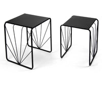 SET 2 TAVOLINI QUADRATI IN METALLO CON GAMBE A FANTASIA H42/39 CM COLORE NERO