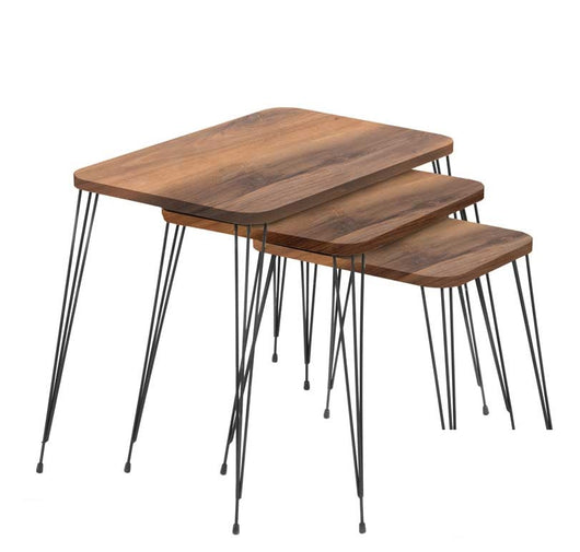 MAURY'S SET 3 TAVOLINI DA CAFFÈ NAPOLI IN LEGNO DI COLORE MARRONE