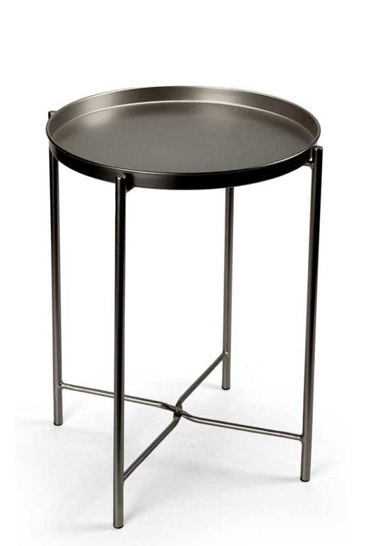 TAVOLINO STYLE TONDO PIEGHEVOLE IN METALLO 38X38X H51 CM IN COLORE NERO