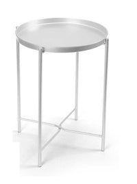 TAVOLINO STYLE TONDO PIEGHEVOLE IN METALLO 38X38X H51 CM IN COLORE BIANCO