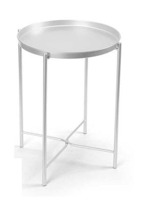 TAVOLINO STYLE TONDO PIEGHEVOLE IN METALLO 38X38X H51 CM IN COLORE BIANCO