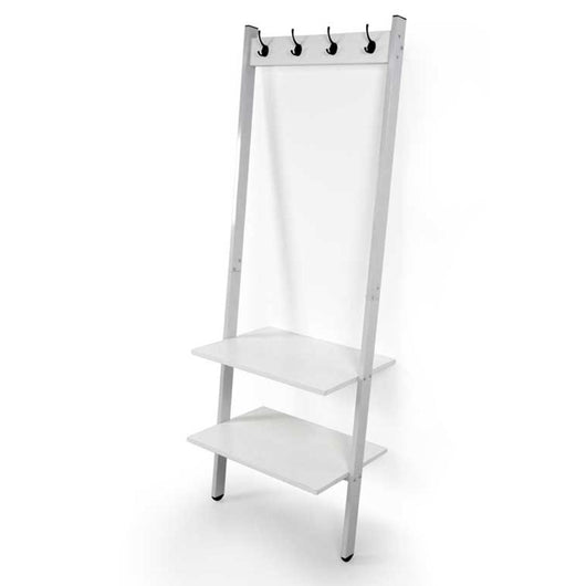 SCAFFALE DA PARETE INCLINATO CON 2 RIPIANI 64 X 45 X 180 CM COLORE BIANCO