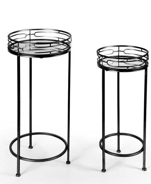 MAURY'S SET 2 TAVOLINI TONDI IN METALLO 70 E 60 CM COLORE NERO DESIGN MODERNO