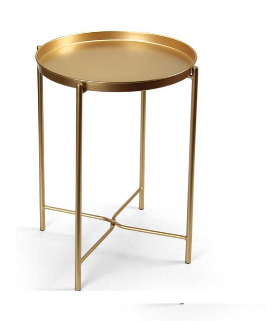 TAVOLINO STYLE TONDO PIEGHEVOLE IN METALLO 38X38X H51 CM IN COLORE ORO