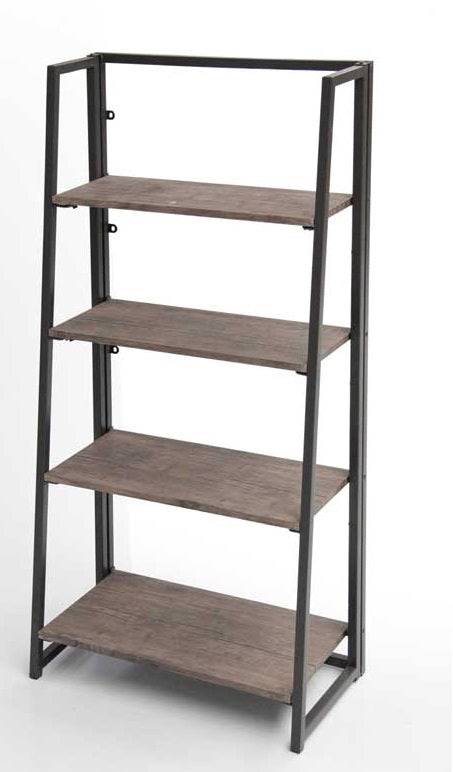 INDUSTRIAL SCAFFALE A 4 RIPIANI IN METALLO E LEGNO64 X32 XH128 COLORE MARRONE