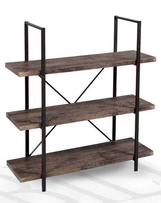 MONACO SCAFFALE A 3 RIPIANI REALIZZATO IN LEGNO E METALLO 100X33XH106 CM MARRONE