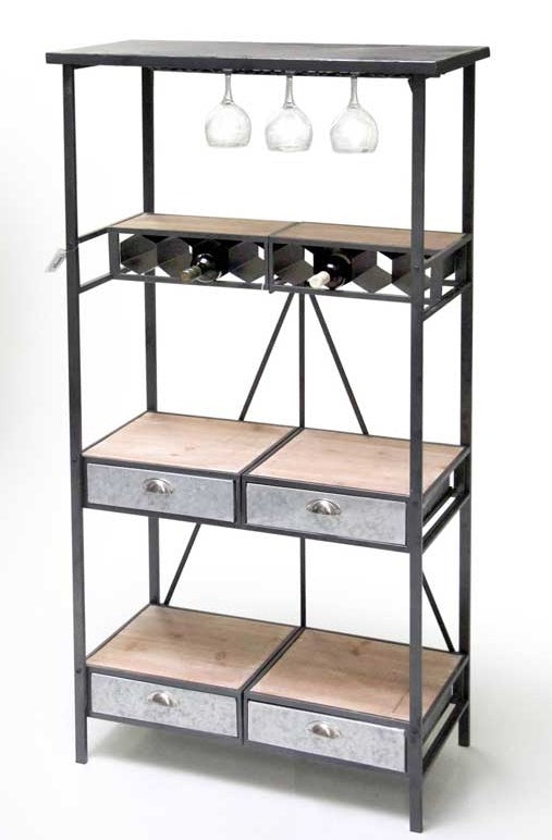 INDUSTRIAL SCAFFALE CANTINETTA PIEGHEVOLE IN METALLO E LEGNO 89X42X175CM